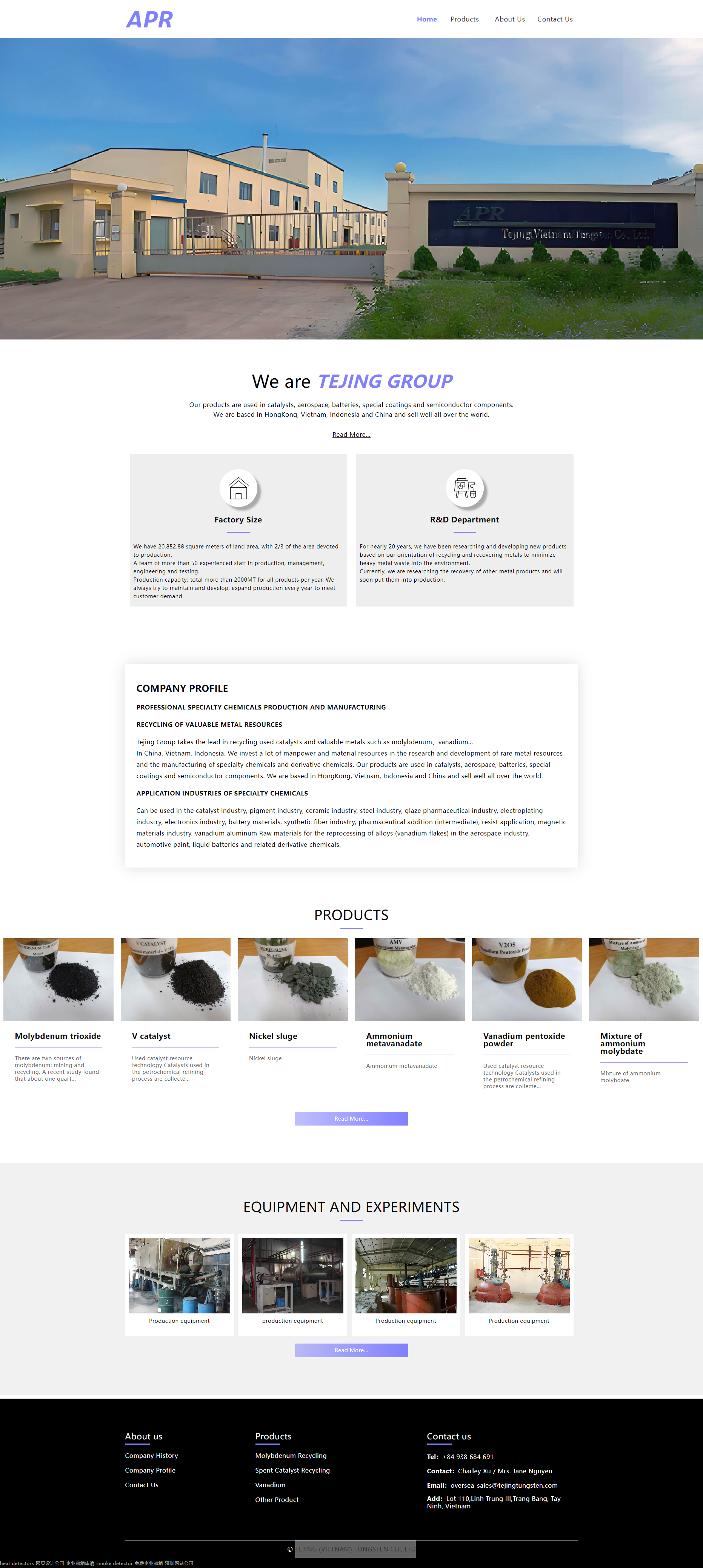 TEJING (VIETNAM) TUNGSTEN CO., LTD网站制作首页设计效果图-深圳易捷网站建设公司